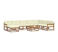 vidaXL Set di divani da esterno con cuscino 9 pcs Naturale e Crema, Set Divano Esterno in Legno di Acacia, Lounge Moderna, Mobili da Giardino, Arredo Estivo, Comodi Posti a Sedere