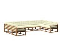 vidaXL Set di divani da esterno con cuscino 9 pcs Naturale e Crema, Set Divano Moderno da Esterno, Collezione Patio Durevole, Mobili da Giardino Versatili