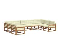 vidaXL Set di divani da esterno con cuscino 9 pcs Naturale e Crema, Set Divano Moderno da Esterno, Collezione Patio Durevole, Mobili da Giardino Versatili, Chaise Longue Sezionale per Rilassarsi nel