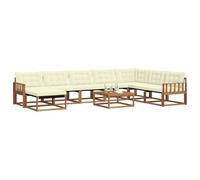 vidaXL Set di divani da esterno con cuscino 9 pcs Naturale e Crema, Set divano moderno da esterno, comodo e resistente, arredo stiloso per il giardino e relax