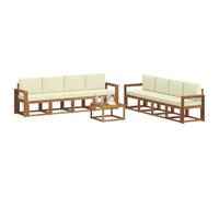 vidaXL Set di divani da esterno con cuscino 9 pcs Naturale e Crema, Set divano da giardino in legno di acacia, lounge moderna, arredo elegante per esterni, comodo per ritrovi