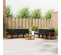 vidaXL Set di divani da esterno con cuscino 9 pcs Naturale e Nero