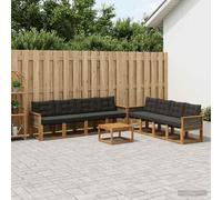 vidaXL Set di divani da esterno con cuscino 9 pcs Naturale e Nero, Mobili da Giardino, Divano Sezionale Moderno, Set Lounge per Patio, Comfort e Stile per il Tuo Spazio Esterno