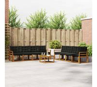 vidaXL Set di divani da esterno con cuscino 9 pcs Naturale e Nero, Mobili da Giardino, Divano Sezionale Moderno, Set Lounge per Patio, Comfort e Stile per il Tuo Spazio Esterno