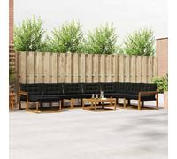 vidaXL Set di divani da esterno con cuscino 9 pcs Naturale e Nero, Set divano moderno da esterno, comodo e resistente, arredo stiloso per il giardino e relax