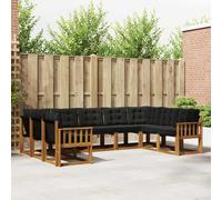 vidaXL Set di divani da esterno con cuscino 9 pcs Naturale e Nero, Divano da giardino, moderno, resistente, comfort in terrazza, gruppo versatile, relax in giardino