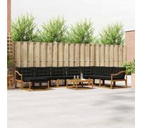 vidaXL Set di divani da esterno con cuscino 9 pcs Naturale e Nero, Set divano moderno da esterno, comodo e resistente, arredo stiloso per il giardino e relax