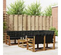 vidaXL Set di divani da esterno con cuscino 9 pcs Naturale e Nero, Divano da giardino, set sezionale moderno, lounge resistente per terrazzo, arredo comodo per esterni