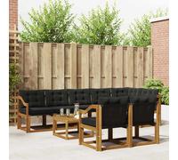 vidaXL Set di divani da esterno con cuscino 9 pcs Naturale e Nero, Divano da giardino, set sezionale moderno, lounge resistente per terrazzo, arredo comodo per esterni