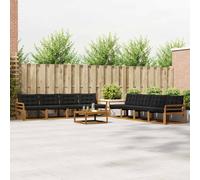 vidaXL Set di divani da esterno con cuscino 9 pcs Naturale e Nero, Divano da Giardino Moderno, Mobili Resistenti, Posti Comodi per Patio e Lounge all'Aperto