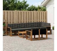 vidaXL Set di divani da esterno con cuscino 9 pcs Naturale e Nero