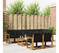 vidaXL Set di divani da esterno con cuscino 9 pcs Naturale e Nero, Divano da giardino, set sezionale moderno, lounge resistente per terrazzo, arredo comodo per esterni