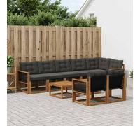 vidaXL Set di divani da esterno con cuscino 9 pcs Naturale e Nero, Divano Lounge da Giardino, Mobili Moderni per Esterni, Set Comodo per Terrazzo e Patio