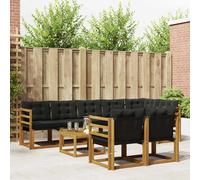 vidaXL Set di divani da esterno con cuscino 9 pcs Naturale e Nero, Divano da giardino, set sezionale moderno, lounge resistente per terrazzo, arredo comodo per esterni