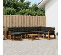 vidaXL Set di divani da esterno con cuscino 9 pcs Naturale e Nero