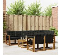 vidaXL Set di divani da esterno con cuscino 9 pcs Naturale e Nero, Divano da giardino, set sezionale moderno, lounge resistente per terrazzo, arredo comodo per esterni