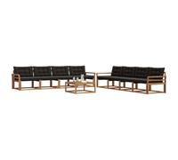 vidaXL Set di divani da esterno con cuscino 9 pcs Naturale e Nero, Divano da Giardino Moderno, Mobili Resistenti, Posti Comodi per Patio e Lounge all'Aperto