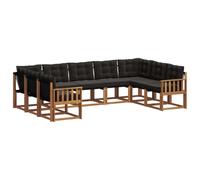 vidaXL Set di divani da esterno con cuscino 9 pcs Naturale e Nero, Divano da giardino, moderno, resistente, comfort in terrazza, gruppo versatile, relax in giardino