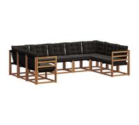 vidaXL Set di divani da esterno con cuscino 9 pcs Naturale e Nero, Divano da giardino, set moderno per esterni, comfort resistente, gruppo versatile per il terrazzo