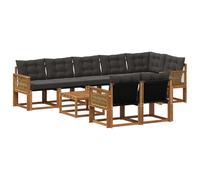 vidaXL Set di divani da esterno con cuscino 9 pcs Naturale e Nero, Divano da giardino, set sezionale moderno, lounge resistente per terrazzo, arredo comodo per esterni