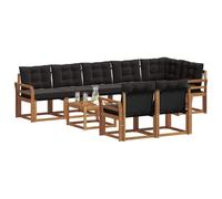 vidaXL Set di divani da esterno con cuscino 9 pcs Naturale e Nero, Divano da giardino, set sezionale moderno, lounge resistente per terrazzo, arredo comodo per esterni
