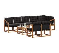 vidaXL Set di divani da esterno con cuscino 9 pcs Naturale e Nero, Divano da giardino, set sezionale moderno, lounge resistente per terrazzo, arredo comodo per esterni