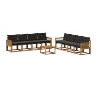 vidaXL Set di divani da esterno con cuscino 9 pcs Naturale e Nero, Mobili da Giardino, Divano Sezionale Moderno, Set Lounge per Patio, Comfort e Stile per il Tuo Spazio Esterno
