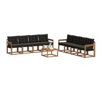 vidaXL Set di divani da esterno con cuscino 9 pcs Naturale e Nero, Mobili da Giardino, Divano Sezionale Moderno, Set Lounge per Patio, Comfort e Stile per il Tuo Spazio Esterno