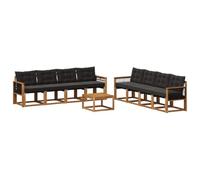 vidaXL Set di divani da esterno con cuscino 9 pcs Naturale e Nero, Mobili da Giardino, Divano Sezionale Moderno, Set Lounge per Patio, Comfort e Stile per il Tuo Spazio Esterno