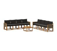 vidaXL Set di divani da esterno con cuscino 9 pcs Naturale e Nero, Mobili da Giardino, Divano Sezionale Moderno, Set Lounge per Patio, Comfort e Stile per il Tuo Spazio Esterno