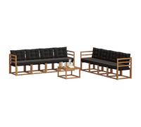 vidaXL Set di divani da esterno con cuscino 9 pcs Naturale e Nero, Mobili da Giardino, Divano Sezionale Moderno, Set Lounge per Patio, Comfort e Stile per il Tuo Spazio Esterno