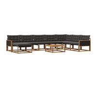 vidaXL Set di divani da esterno con cuscino 9 pcs Naturale e Nero, Mobili da giardino moderni, set divani resistenti, lounge all'aperto, posti a sedere in terrazza