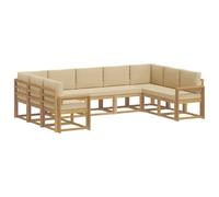 vidaXL Set di divani da esterno con cuscino, 9 pezzi, beige, set di divani moderni, resistenti alle intemperie, mobili in acacia, sezione lussuosa, sedute comode