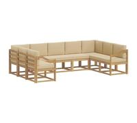 vidaXL Set di divani da esterno con cuscino, 9 pezzi, beige, set di divani moderni, resistenti alle intemperie, mobili in acacia, sezione lussuosa, sedute comode