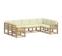 vidaXL Set di divani da esterno con cuscino, 9 pezzi, bianco e crema, set di divani moderni, resistenti alle intemperie, mobili in acacia, sezione lussuosa, sedute comode