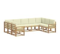 vidaXL Set di divani da esterno con cuscino, 9 pezzi, bianco e crema, set di divani moderni, resistenti alle intemperie, mobili in acacia, sezione lussuosa, sedute comode