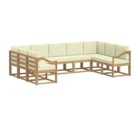vidaXL Set di divani da esterno con cuscino, 9 pezzi, bianco e crema, set di divani moderni, resistenti alle intemperie, mobili in acacia, sezione lussuosa, sedute comode