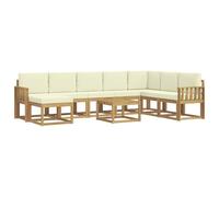 vidaXL Set di divani da esterno con cuscino, 9 pezzi, bianco e crema, set divano da giardino moderno, sezionale, resistente, mobili in acacia, per rilassarsi all'aria aperta
