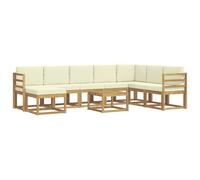 vidaXL Set di divani da esterno con cuscino, 9 pezzi, bianco e crema, set divano da giardino moderno, sezionale, resistente, mobili in acacia, per rilassarsi all'aria aperta