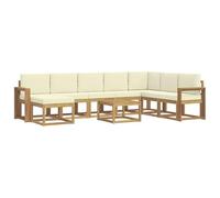 vidaXL Set di divani da esterno con cuscino, 9 pezzi, bianco e crema, set divano da giardino moderno, sezionale, resistente, mobili in acacia, per rilassarsi all'aria aperta