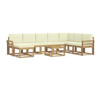 vidaXL Set di divani da esterno con cuscino, 9 pezzi, bianco e crema, set divano da giardino moderno, sezionale, resistente, mobili in acacia, per rilassarsi all'aria aperta