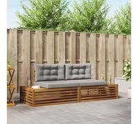 vidaXL Set di divani da esterno 2 Pezzo Grigio Naturale e Chiaro, Divano da esterno, moderno set lounge per patio, mobili resistenti per giardino, comfort in terrazza