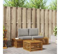 vidaXL Set di divani da esterno 3 Pezzo Grigio Naturale e Chiaro, Mobili da giardino, divano modulare moderno per esterni, set lounge resistente, comodi posti a sedere