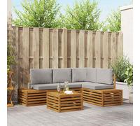 vidaXL Set di divani da esterno 5 Pezzo Grigio Naturale e Chiaro, Mobili Giardino Moderni, Set Divano Sezionale, Lounge Patio Robusta e Posti Comodi per il Tuo Spazio Esterno