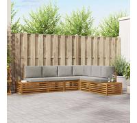 vidaXL Set di divani da esterno 6 Pezzo Grigio Naturale e Chiaro, Divano Sezionale da Giardino, Mobili Lounge Moderni, Set Resistente per Relax in Terrazza