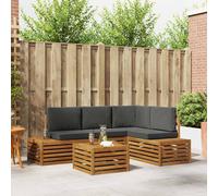vidaXL Set di divani da esterno 5 Pezzo Naturale e Antracite, Mobili Giardino Moderni, Set Divano Sezionale, Lounge Patio Robusta e Posti Comodi per il Tuo Spazio Esterno