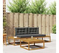 vidaXL Set di divani da esterno 3 Pezzo Naturale e Antracite, Divano da Giardino Elegante, Mobili da Esterno Moderni, Divano in Acacia, Set Sezionale Flessibile
