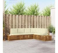 vidaXL Set di divani da esterno con cuscino 6 Pezzo Naturale e Crema, Divano Sezionale da Giardino, Mobili Lounge Moderni, Set Resistente per Relax in Terrazza