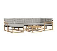 vidaXL Set di divani da esterno da 7 pezzi, bianco e grigio chiaro, set di divani da giardino moderno, mobili da esterno durevoli, sedie eleganti e cuscini resistenti alle intemperie