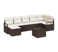 vidaXL Set di divani da Esterno da 7 Pezzi in Marrone e Crema con Cuscini | Rattan Resistente alle intemperie, Perfetto per balconi, patii e Giardini, Facile da Mantenere, con Piedi Regolabili per s